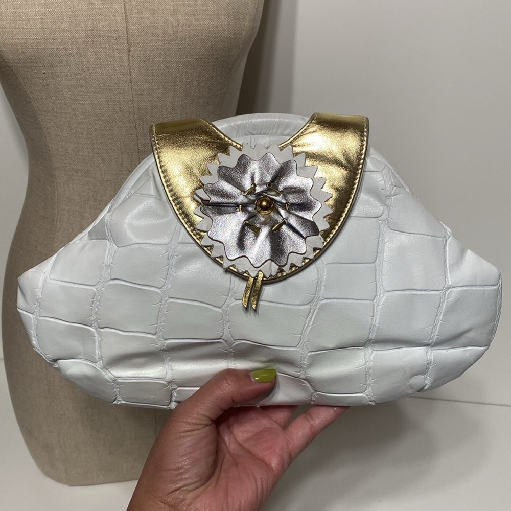 Vintage Gregory Leather Clutch or Bag with Silver and Gold Details
